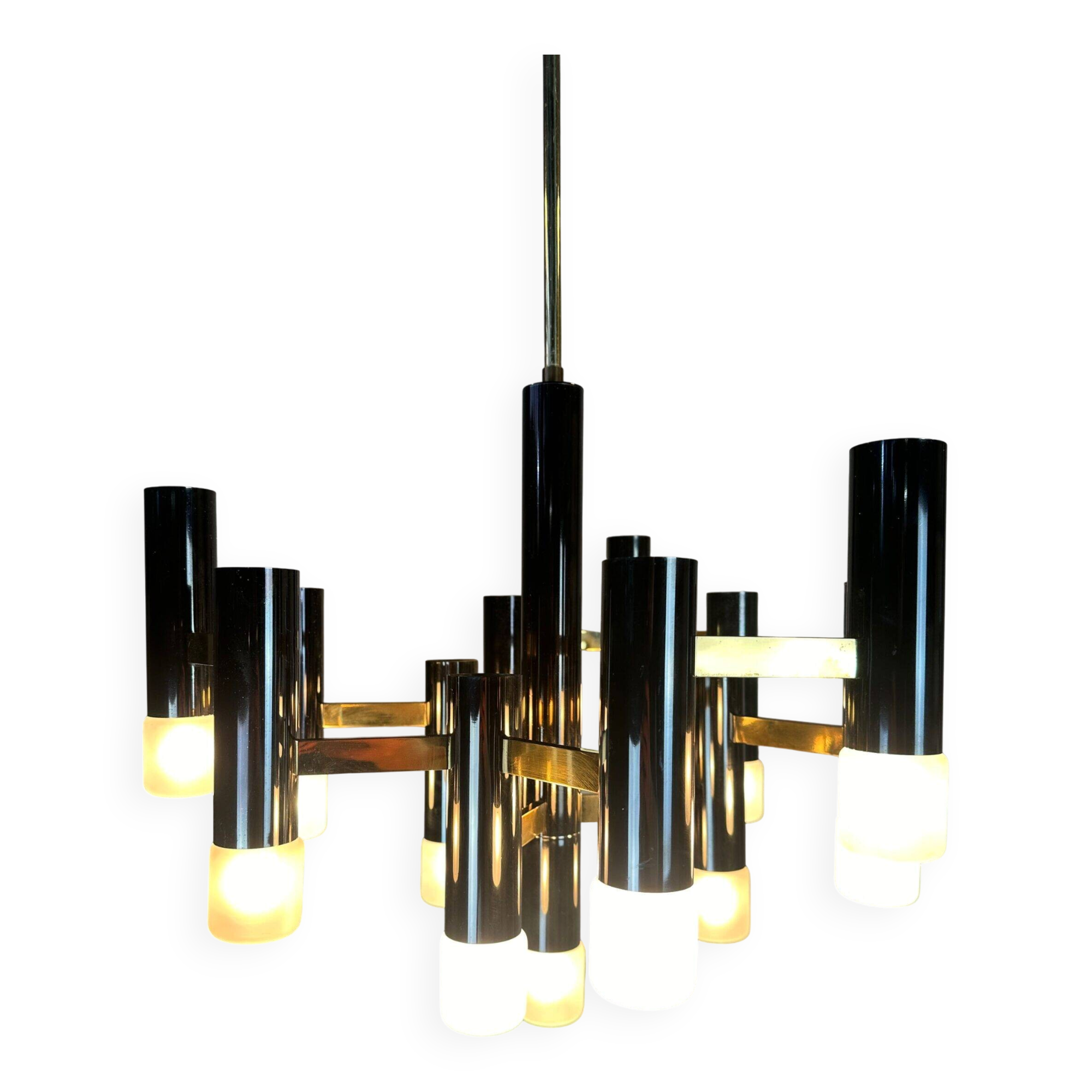 Vintage design 'hexagon' black & gold chandelier – Boulanger