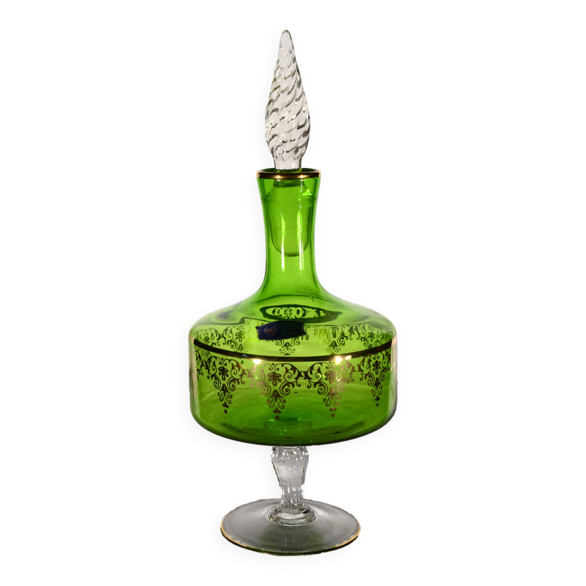 Green Italian carafe Artistiche crystal.