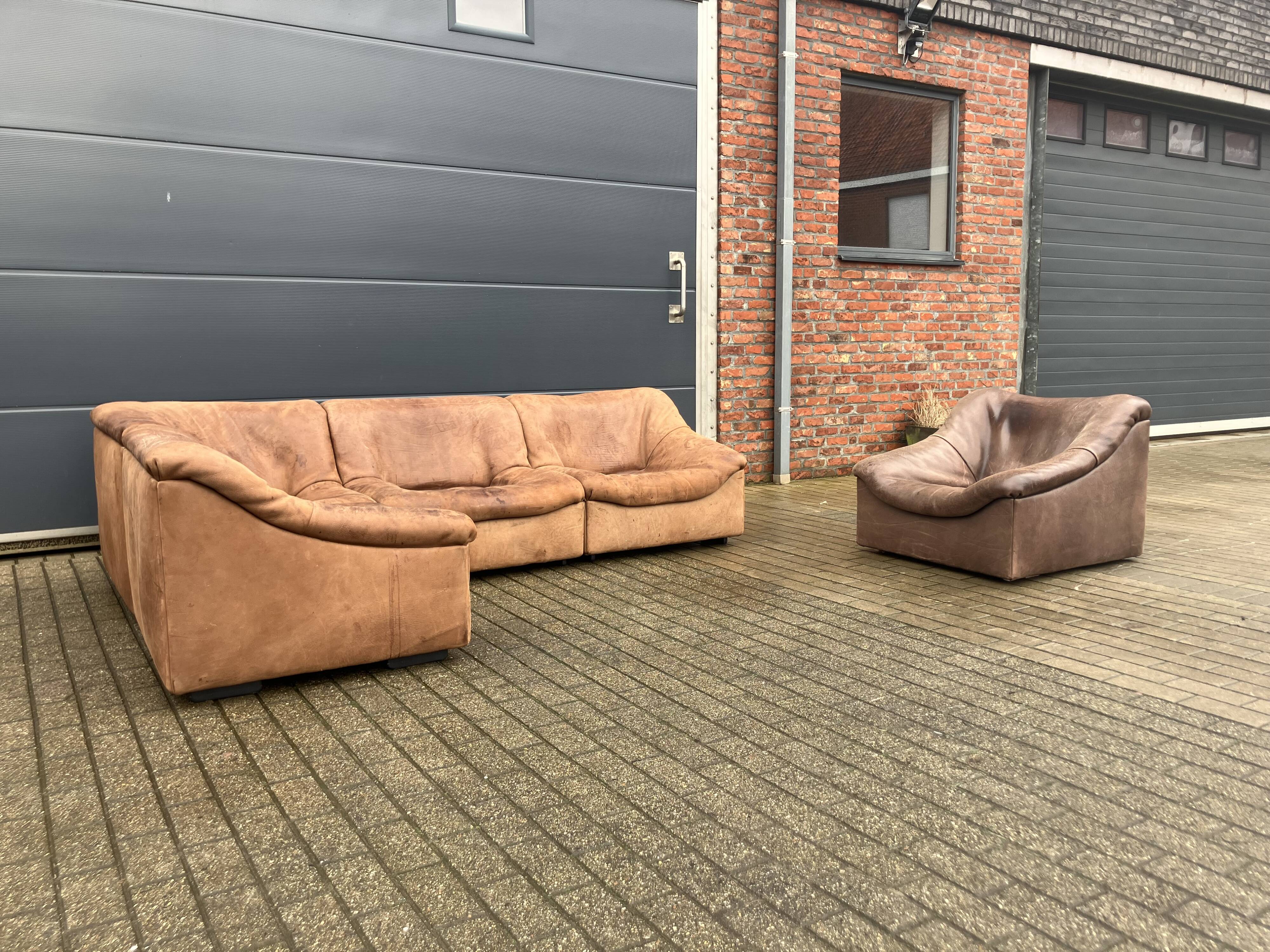 De Sede Ds46 Modulair 5mm Buffel leather NECK Cognac Bruin