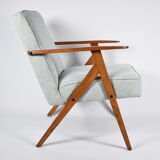 Vintage original armchair, fully restored, 1960s, green upholstery