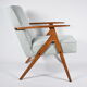 Vintage original armchair, fully restored, 1960s, green upholstery