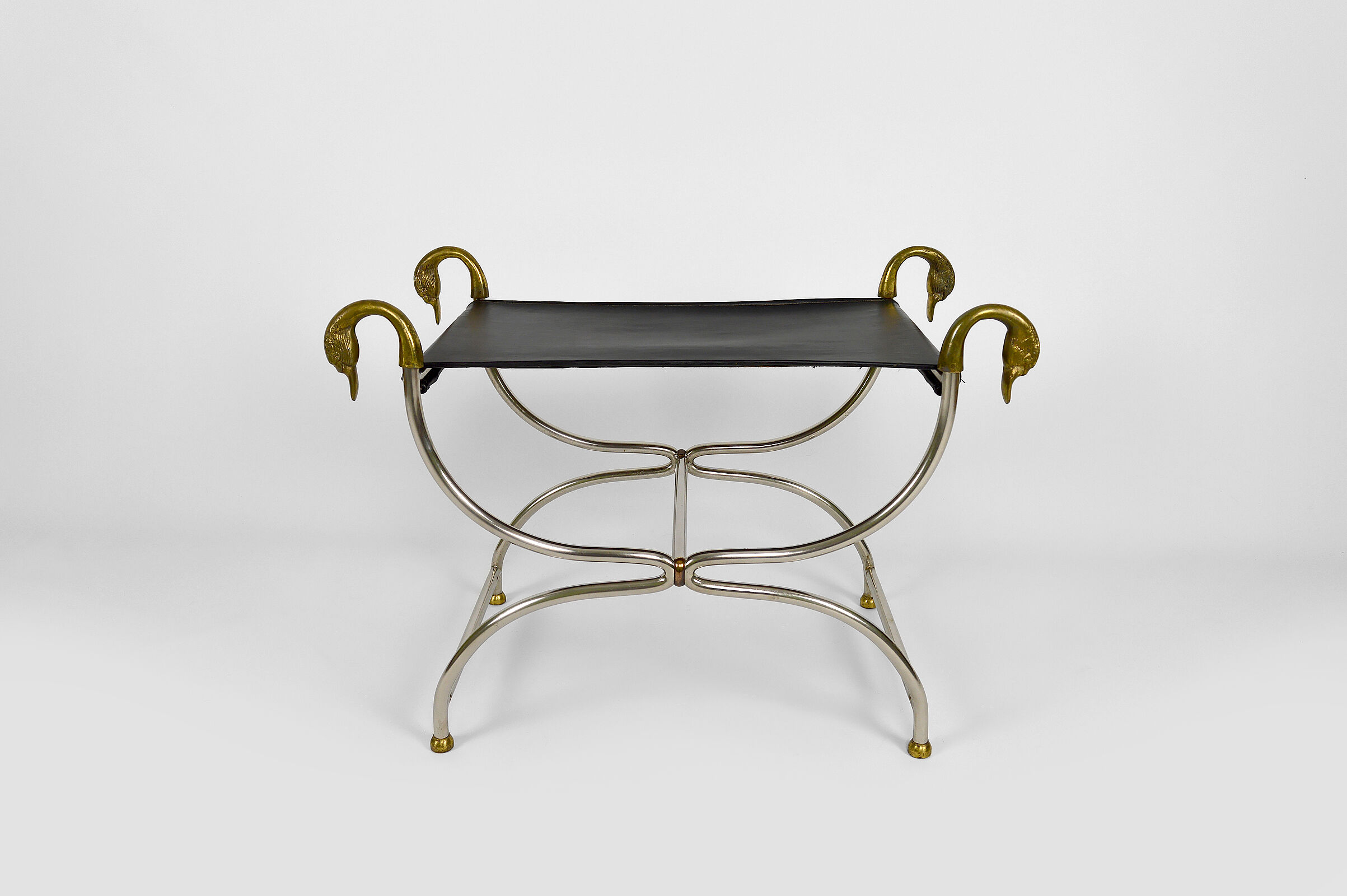 Neoclassical swan-headed curule circa 1960