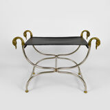 Neoclassical swan-headed curule circa 1960