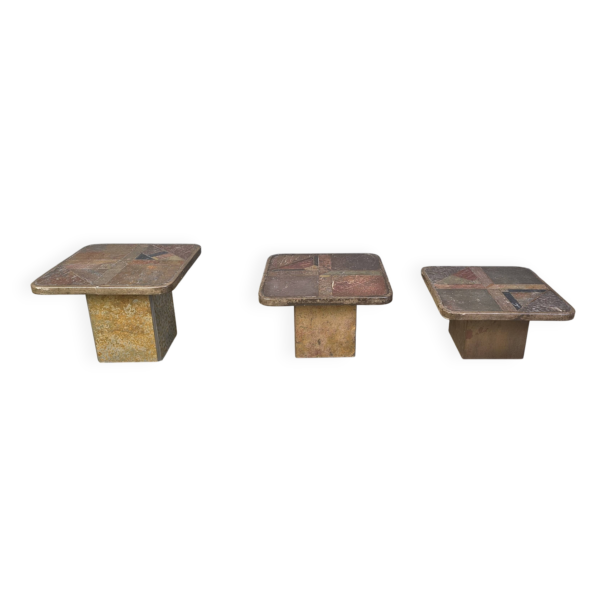 Vintage brutalist slate stone nesting tables by Design Studio Stam, 1990s