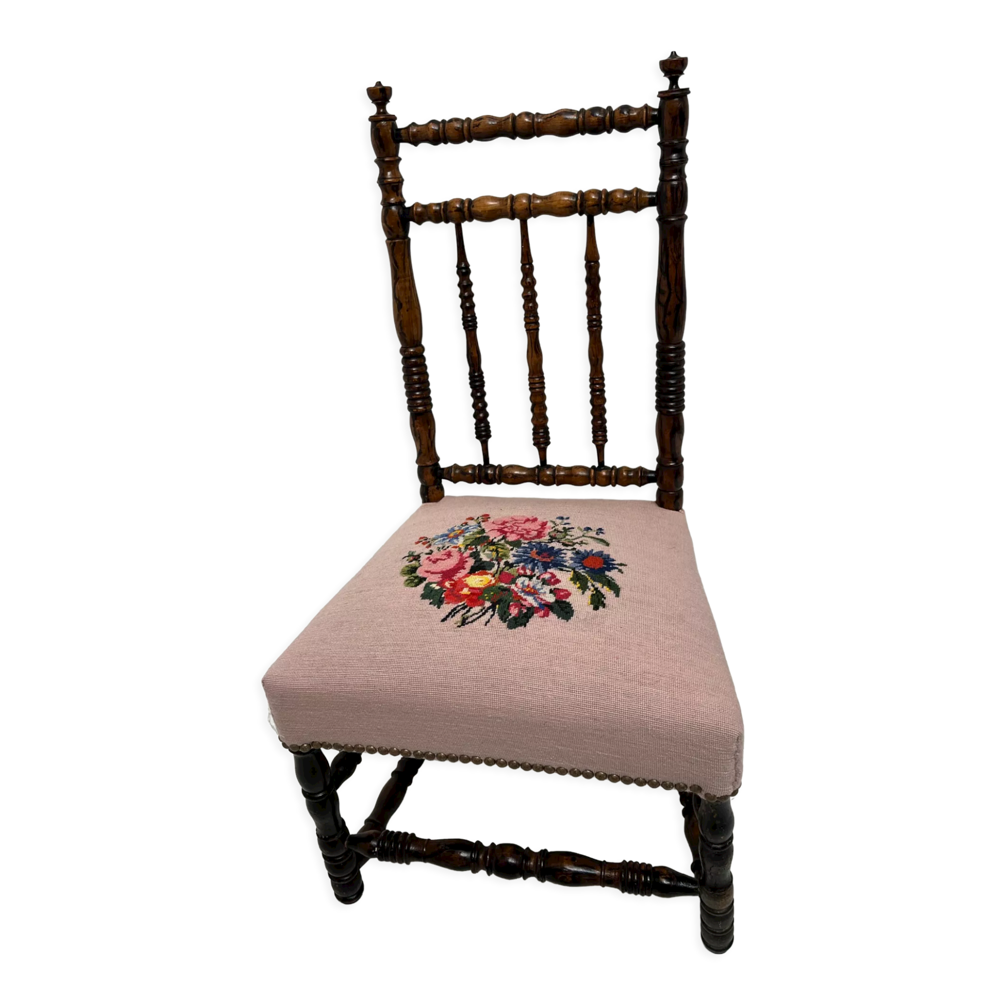 Children's chair Napoleon III wood turned vintage