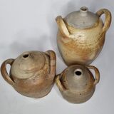 Set of three ancient ladies-jeannes in enamelled terracotta