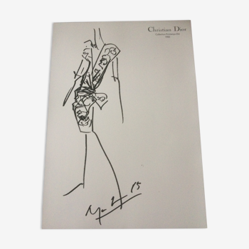 Christian dior: nice fashion illustration and photo of press of the 1980s