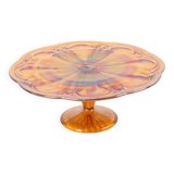 Art Deco Orange Cake Dish Mother of Pearl Pastry Dish Depression Glass