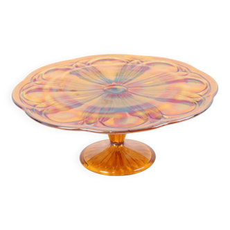 Plat à gâteau orange Art déco Plat à pâtisserie en nacre Verre dépression
