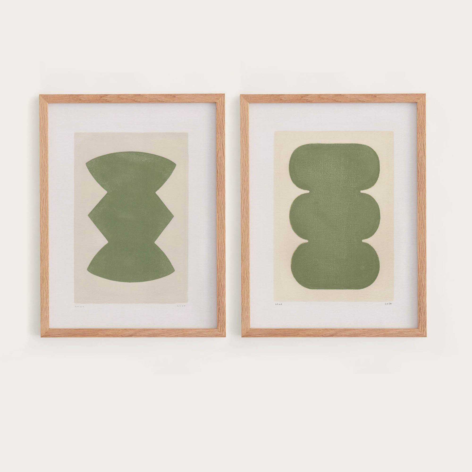 Duo of abstract paintings - 30x40cm - paintings on paper - signed Eawy