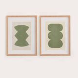 Duo of abstract paintings - 30x40cm - paintings on paper - signed Eawy