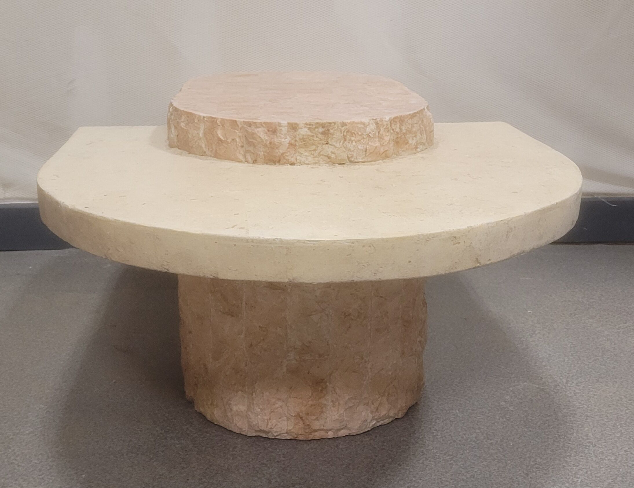 Oval stone coffee table Mactan brutalist marble by Magnussen PONTE