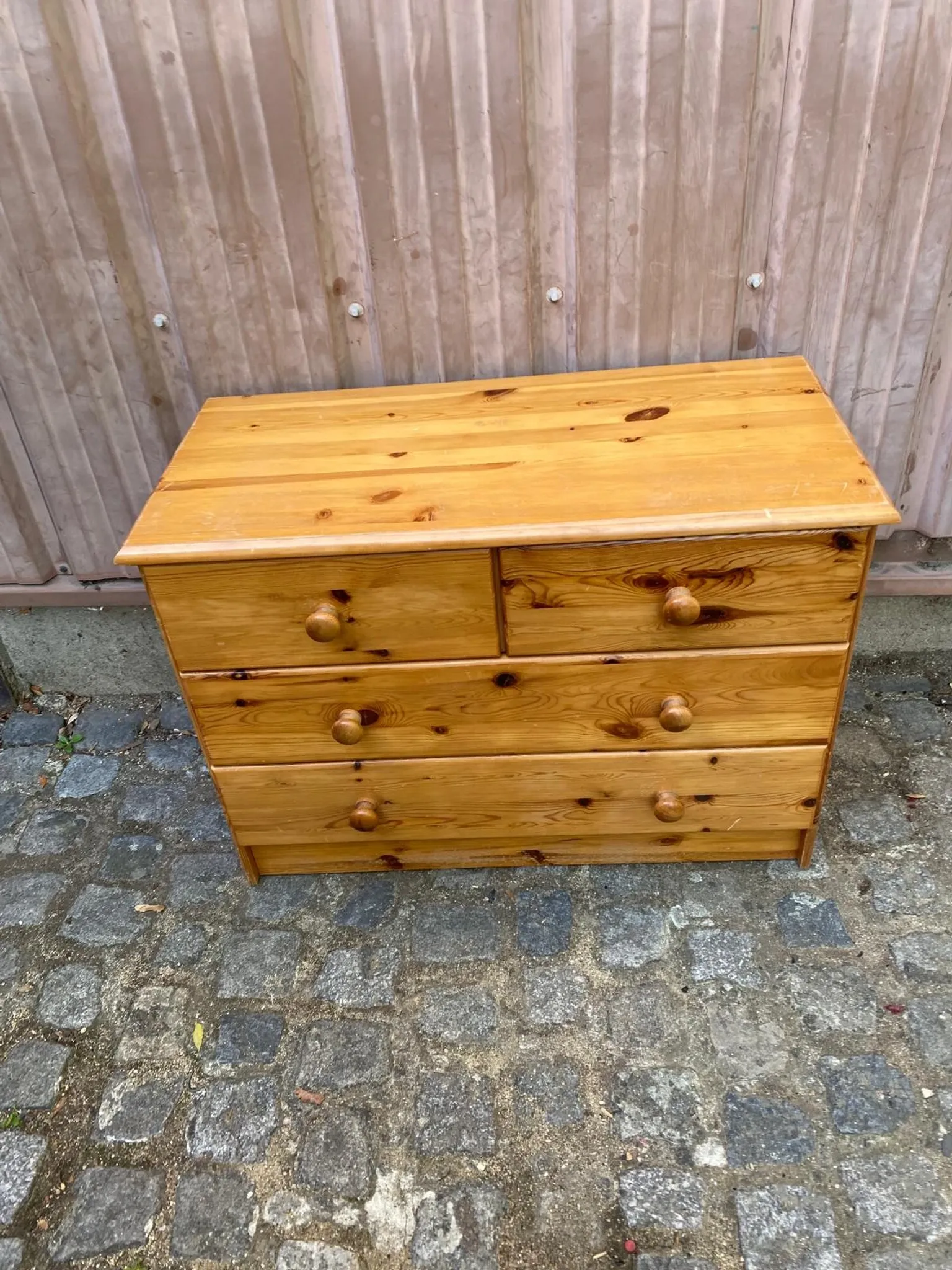 4-Drawer Chest in Solid Pine — Scandinavian / Chalet Style 1980
