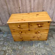 4-Drawer Chest in Solid Pine — Scandinavian / Chalet Style 1980