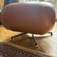 Pouf / Ottoman vintage cognac leather – 60s/70s modernist style
