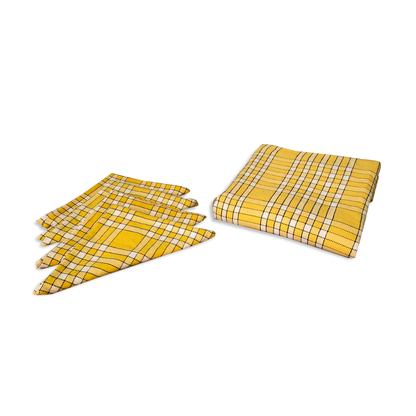Vintage vichy tablecloth and 4 matching towels