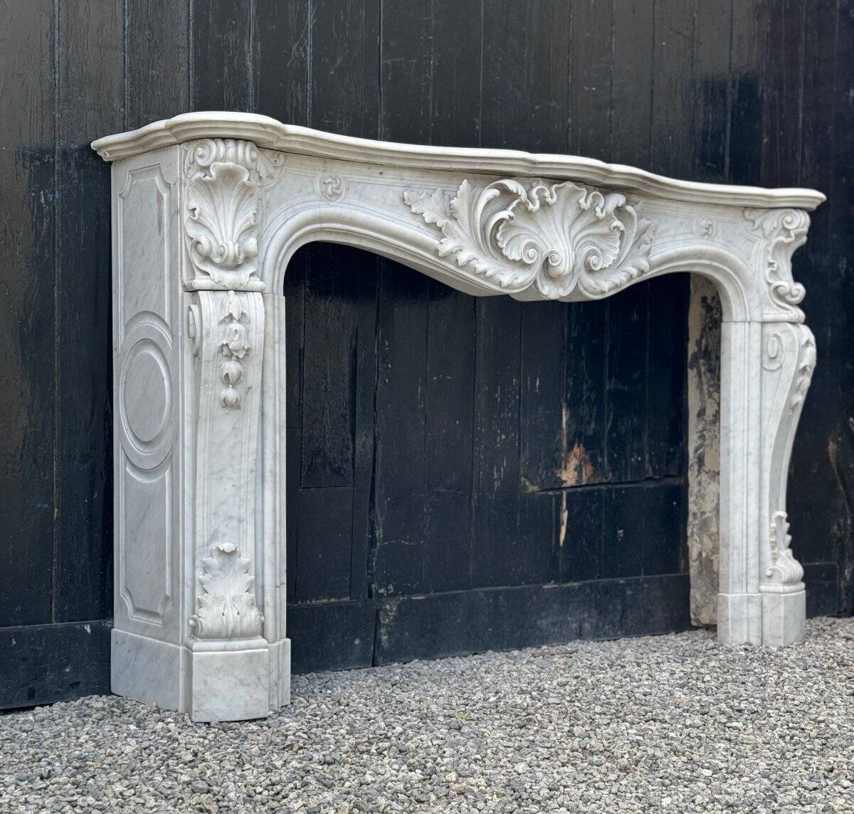 Remarkable Louis XV Style Fireplace, In Carrara Marble Circa 1880