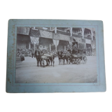 Photographie ancienne 1900 diligence chevaux tapis d'Orient, Bretagne