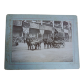 Old photograph 1900 horse-drawn carriage Oriental carpet, Brittany