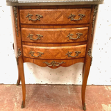 Louis XV style half-moon chest of drawers in marquetrya bottom of cubes XX century
