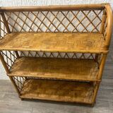 Vintage wicker rattan bookcase shelf