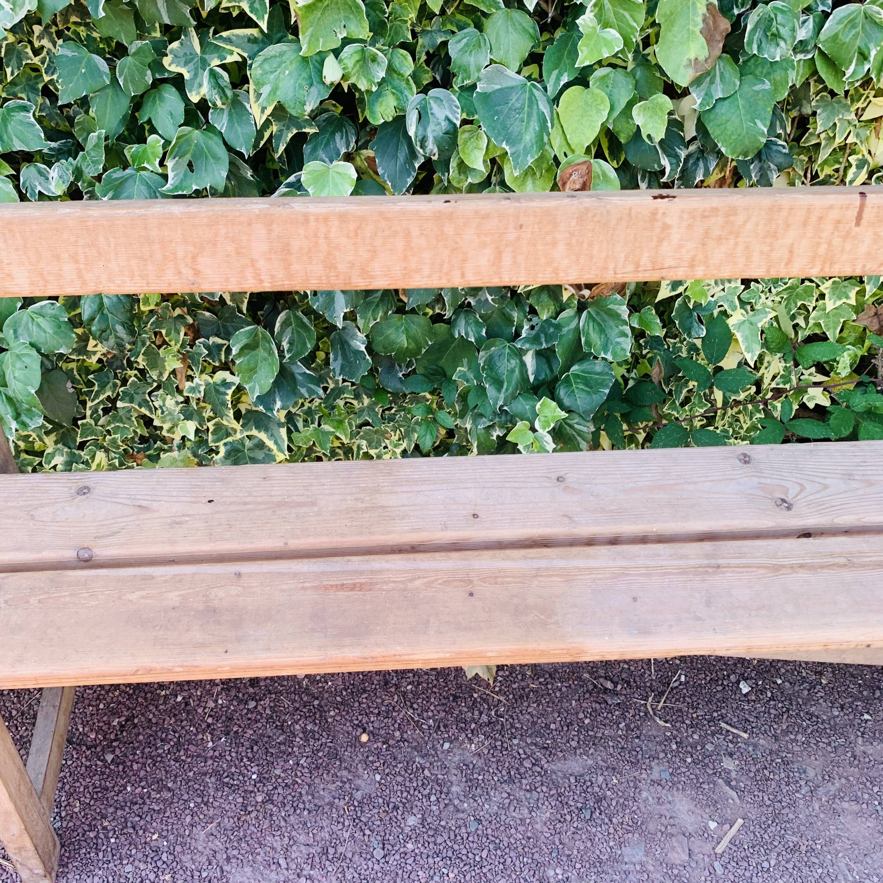 Old wooden church bench with backrest - 3 metres -