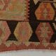 Turkish Vintage Kilim Rug: Shades Of Red Brown Handmade Wool Rug 160x417Cm