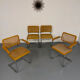 Set of 4 cane cantilever chairs and armchairs, Cesca, 1970s.