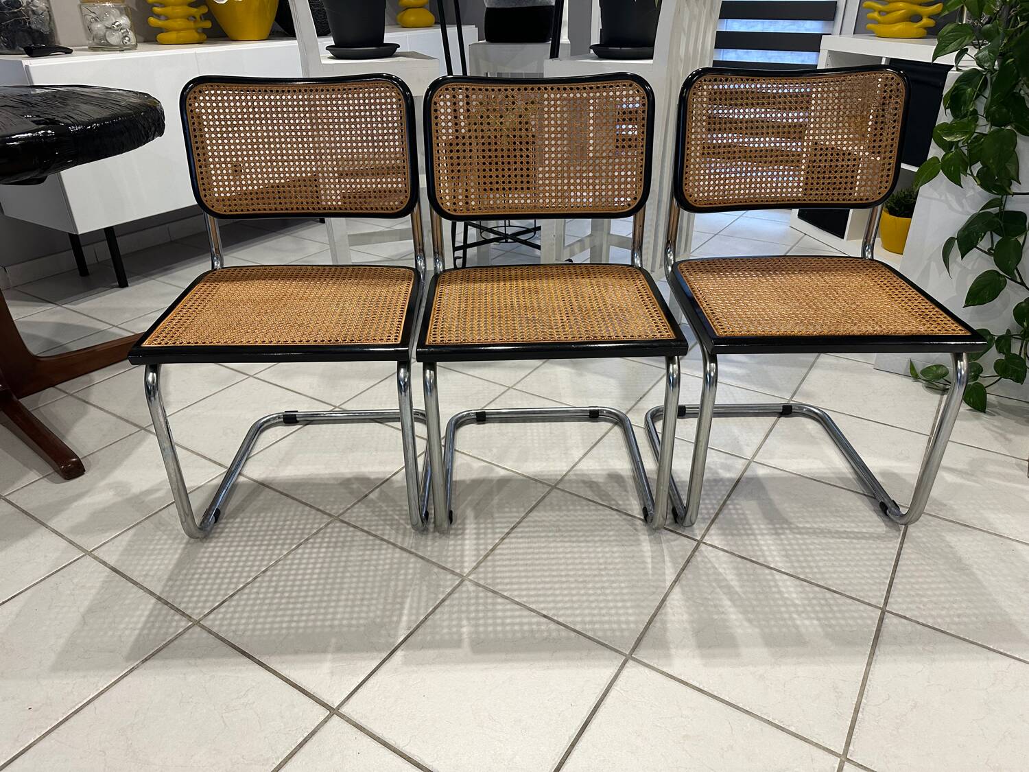 Set of 3 Cesca B32 chairs by Marcel Breuer, 1984.