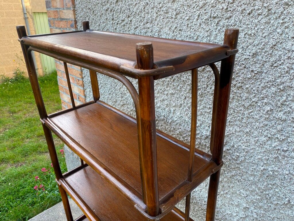 Vintage rattan bookcase shelf 70s