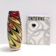 Black, Red and Yellow Encased Hand-Blown Murano Glass Flower Vase, Italy