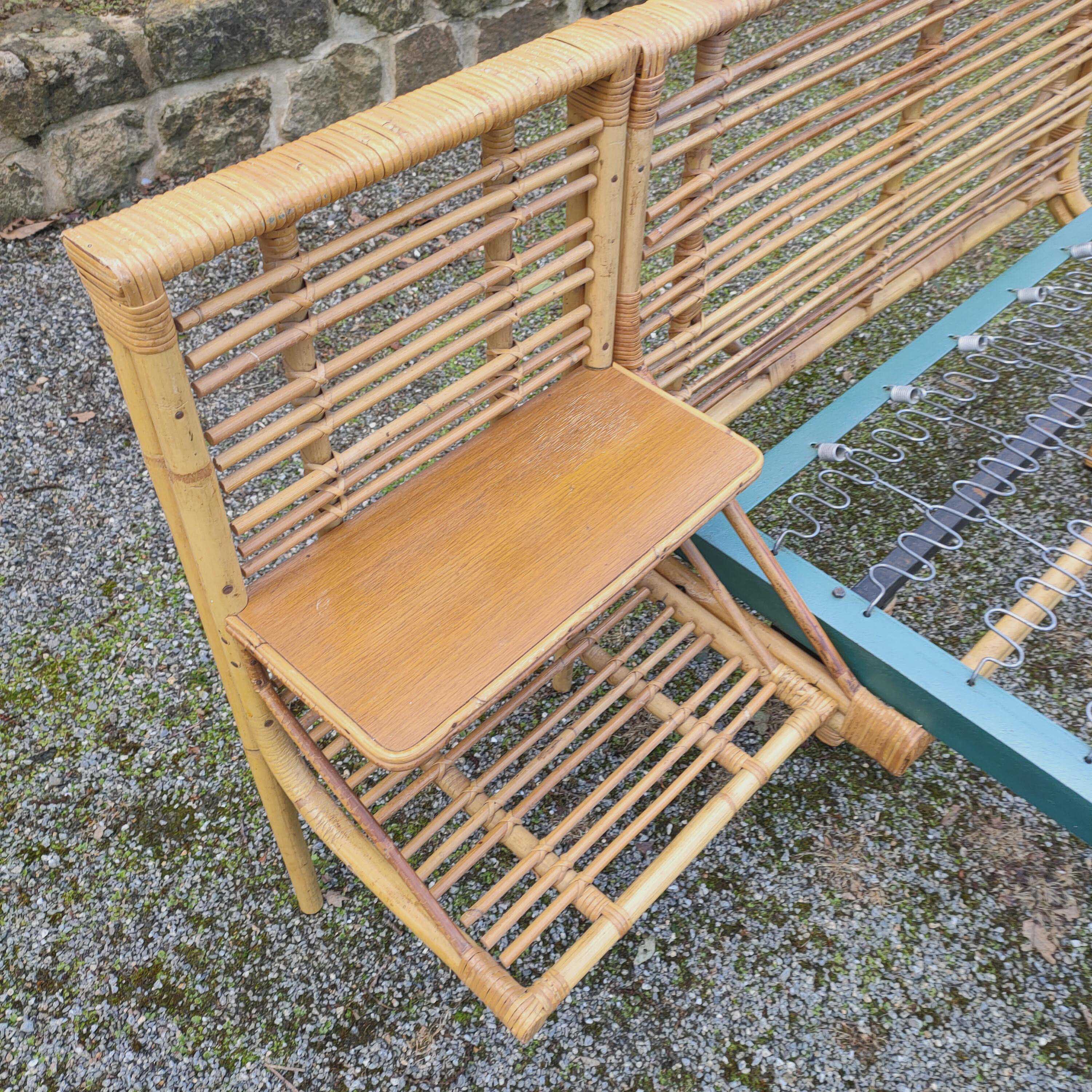 Vintage rattan bed and bedside