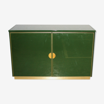 Italian emerald green and brass cabinet ,1970