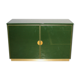 Italian emerald green and brass cabinet ,1970
