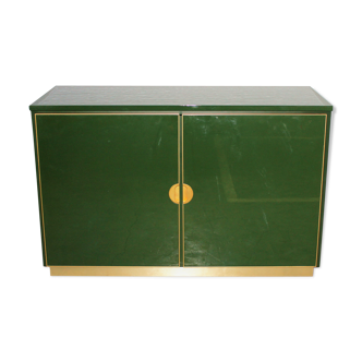 Italian emerald green and brass cabinet ,1970