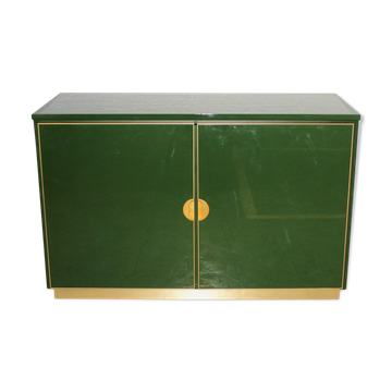 Italian emerald green and brass cabinet ,1970