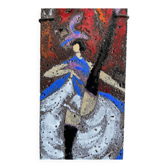 Enamelled lava plate Moulin Rouge