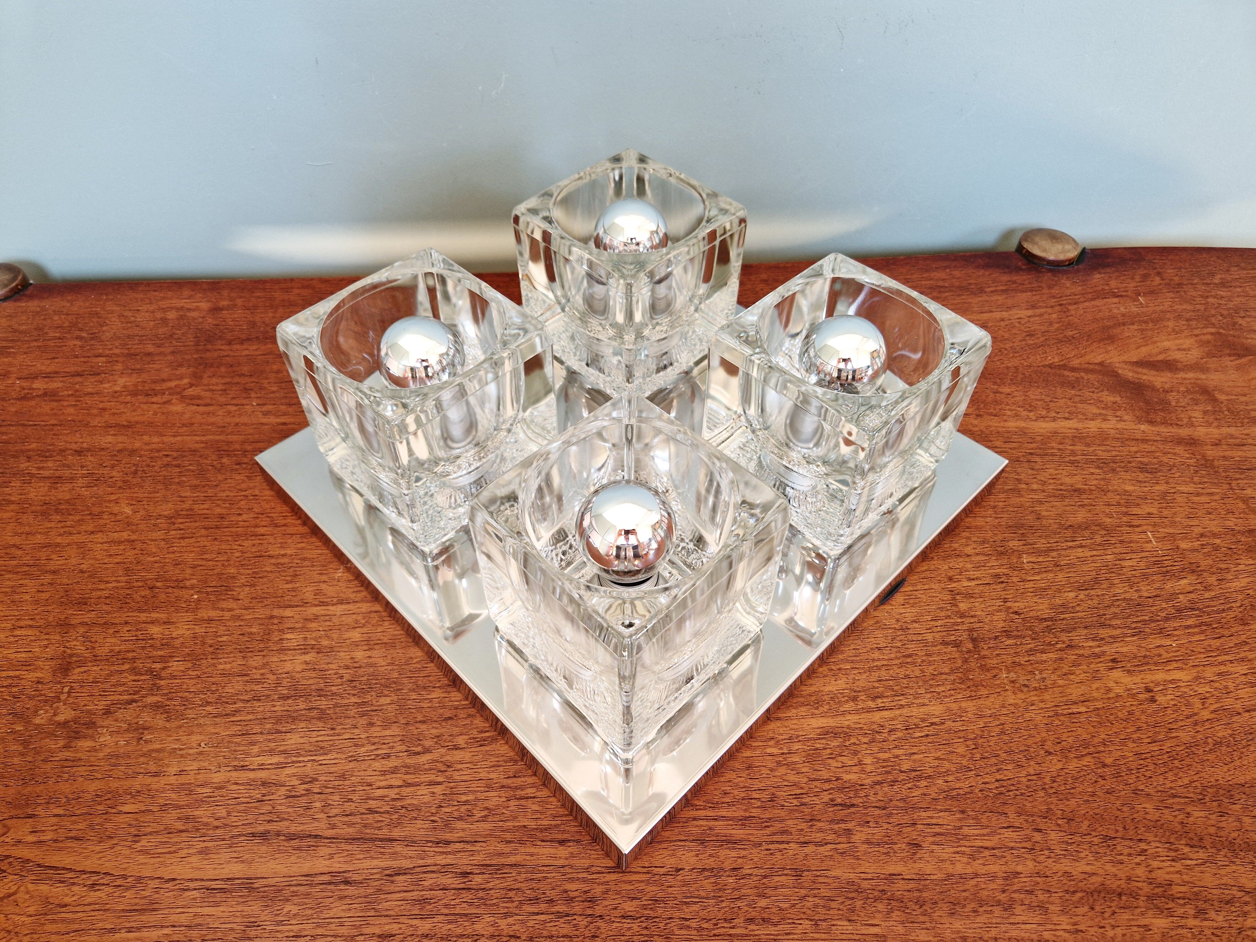 Square ceiling light/wall light Ice Cube, Peill & Putzler, 1970