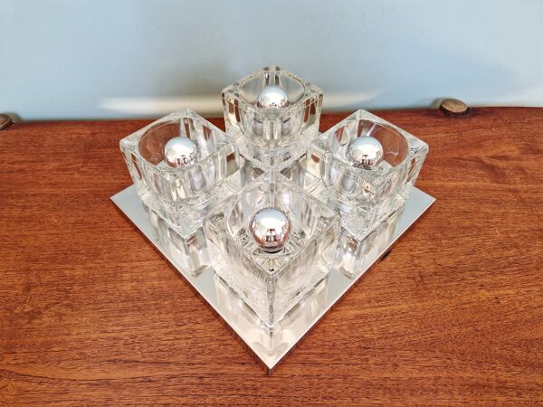 Plafonnier/Applique carré Ice Cube, Peill & Putzler, 1970