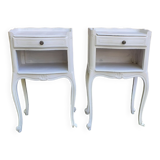 Pairs of bedside tables 1 drawer Louis xv style white
