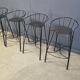 Tabourets de bar vintage en fer forgé et rotin, ensemble de 4 - années 1970