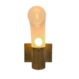 Brass and Pulegoso Glass Wall Lamp attributed to Aldo Nason for Mazzega 1960s