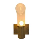Brass and Pulegoso Glass Wall Lamp attributed to Aldo Nason for Mazzega 1960s