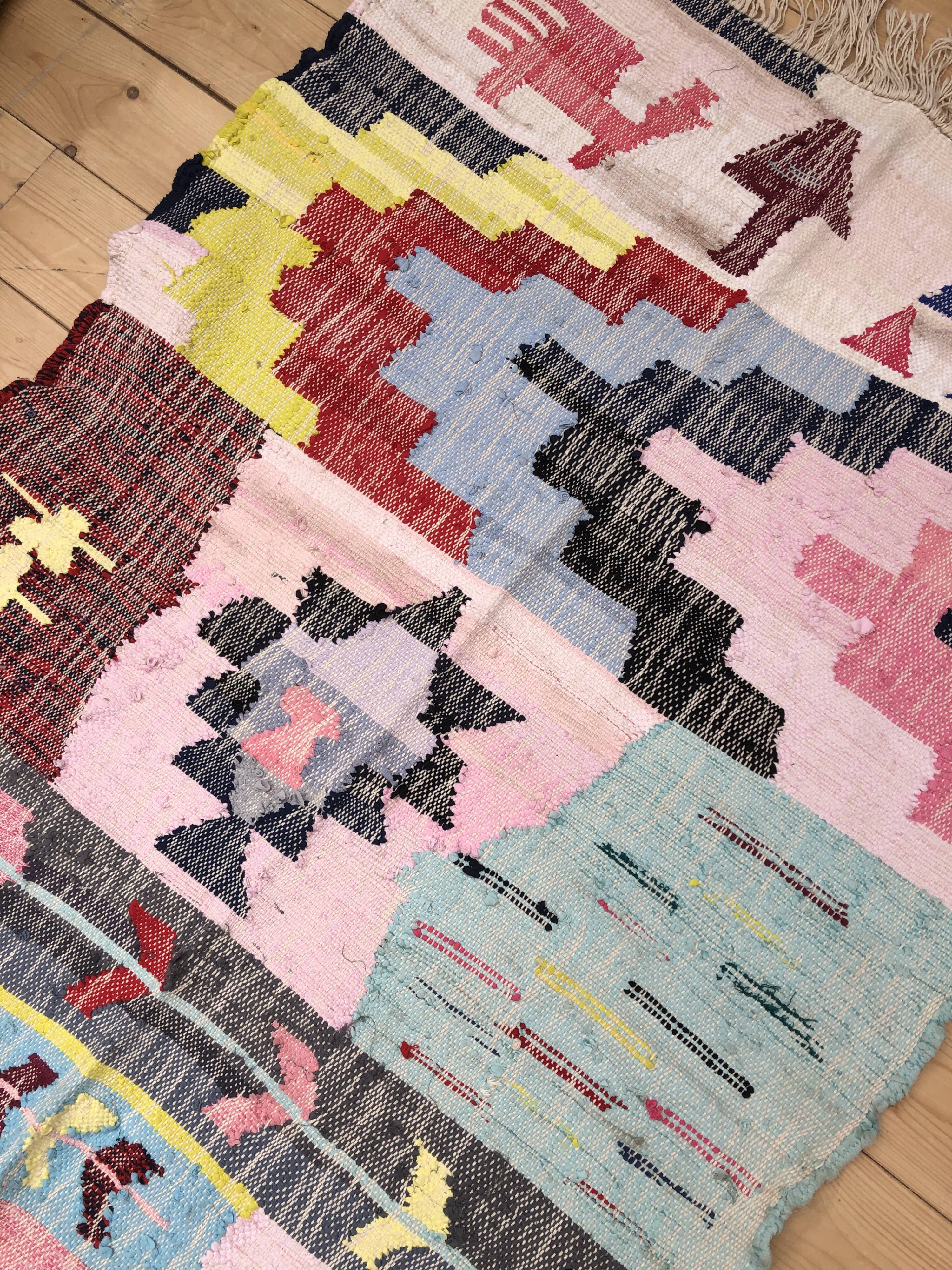 Moroccan Berber carpet Kilim Boucherouite Neuf 1, 68x1m