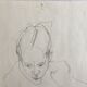 pencil sketch on paper by robert haisley, female body study, seated model