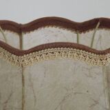 Vintage French Country Table Lamp Carved Turned Wood Base & Hide Skin Shade