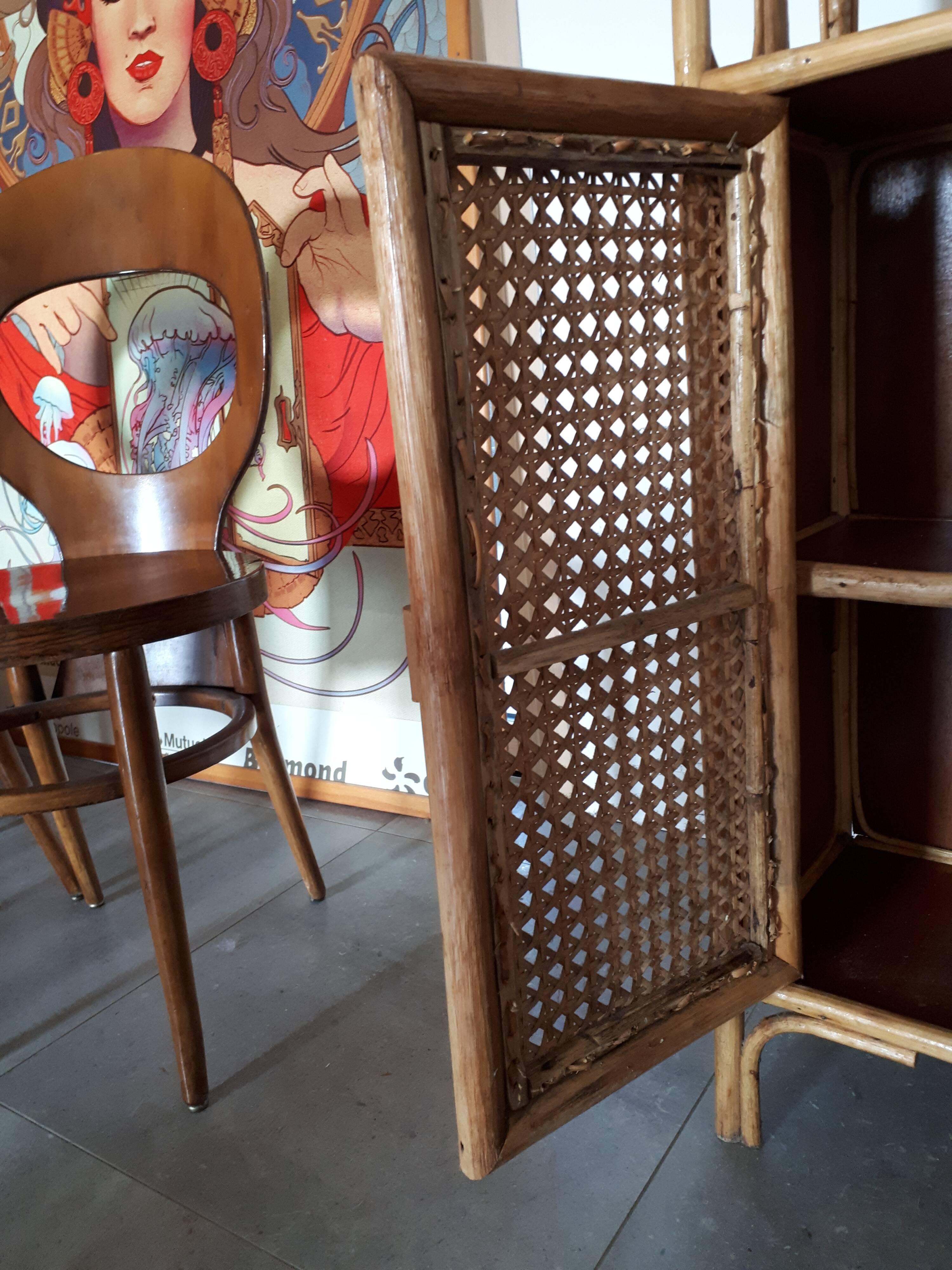 Furniture shelves rattan 60s