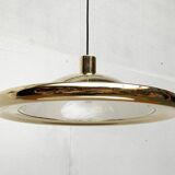 Postmodern Italian vintage brass suspension UFO model S-481 by Luci Italia, 1970s.