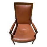 Fauteuil en bois et cuir