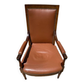 Wooden and leather armchair